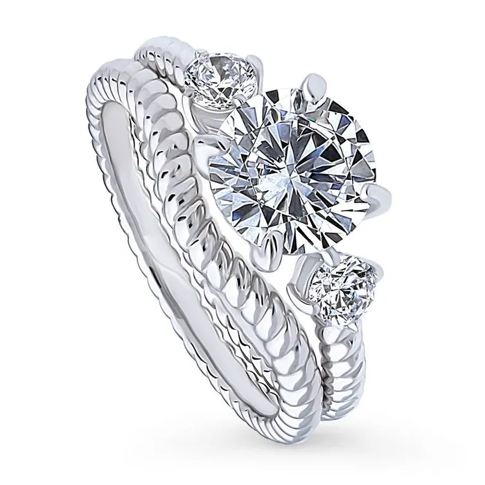 3Stone Woven 2ct CZ Ring Set in Sterling Silver BERRICLE Rings
