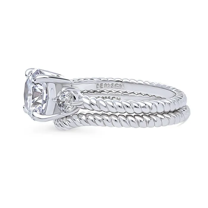 3Stone Woven 2ct CZ Ring Set in Sterling Silver BERRICLE Rings