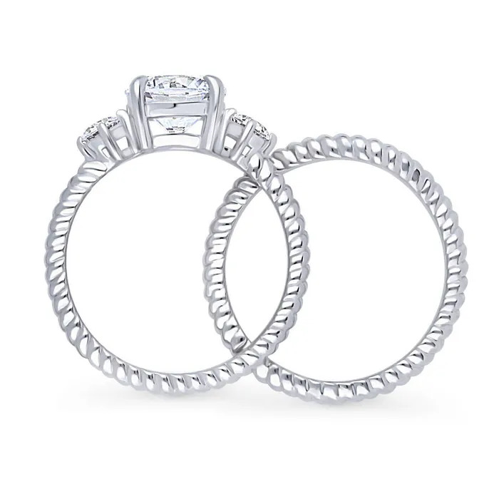 3Stone Woven 2ct CZ Ring Set in Sterling Silver BERRICLE Rings