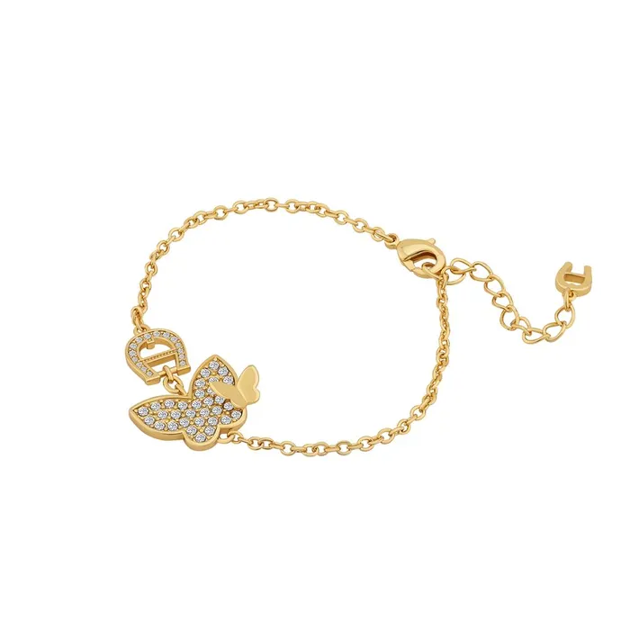 Aigner Aigner Bracelet Gold Plated A Logo With Butterfly Design Swarovski Crystal Bracelets