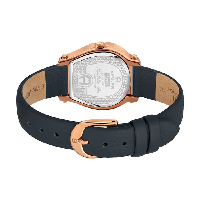 Aigner Aigner Pavia Womens Rose Gold Dial Case Blue Leather Strap Watch Watches Aigner Aigner Pavia Womens Rose Gold Dial Case Blue Leather Strap Watch Watches