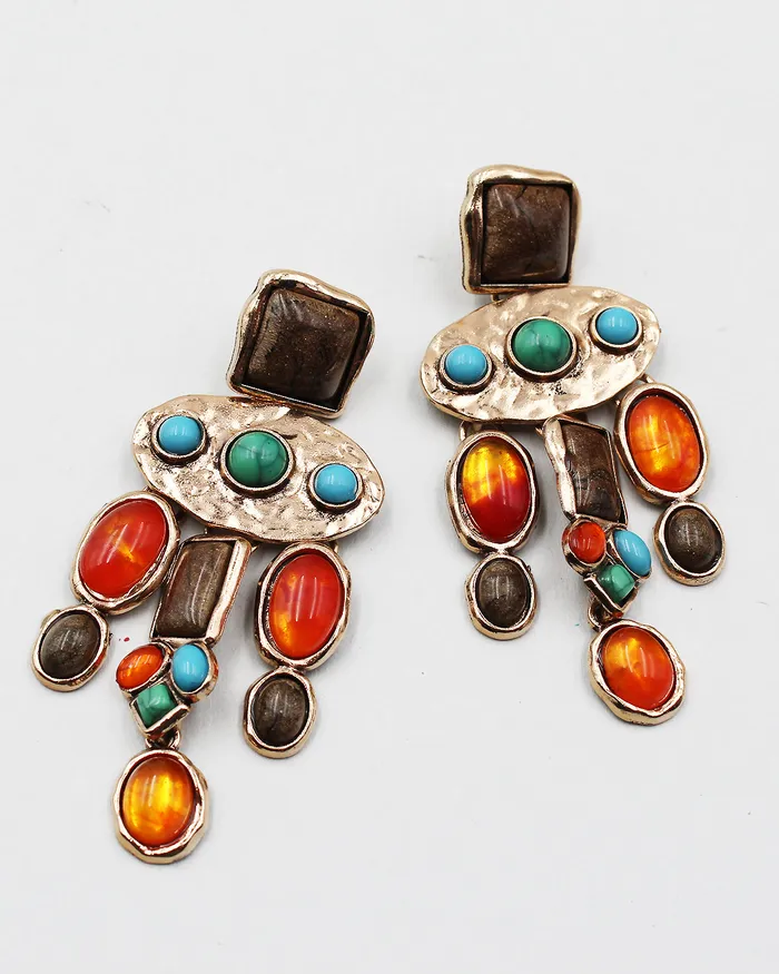 Art Deco Gem Stone Dangle Earrings 071422 Earrings Art Deco Gem Stone Dangle Earrings 071422 Earrings