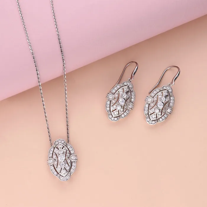 Art Deco Milgrain CZ Fish Hook Earrings in Sterling Silver BERRICLE Earrings