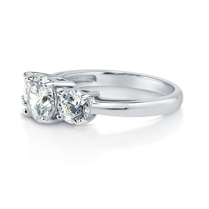 BERRICLE 3Stone 125ct CZ Ring in Sterling Silver Rings