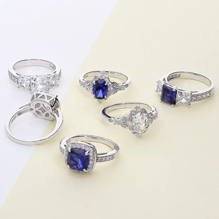 BERRICLE 3Stone 16ct Princess CZ Ring in Sterling Silver Rings