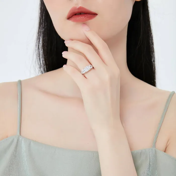 BERRICLE 3Stone 16ct Princess CZ Ring in Sterling Silver Rings