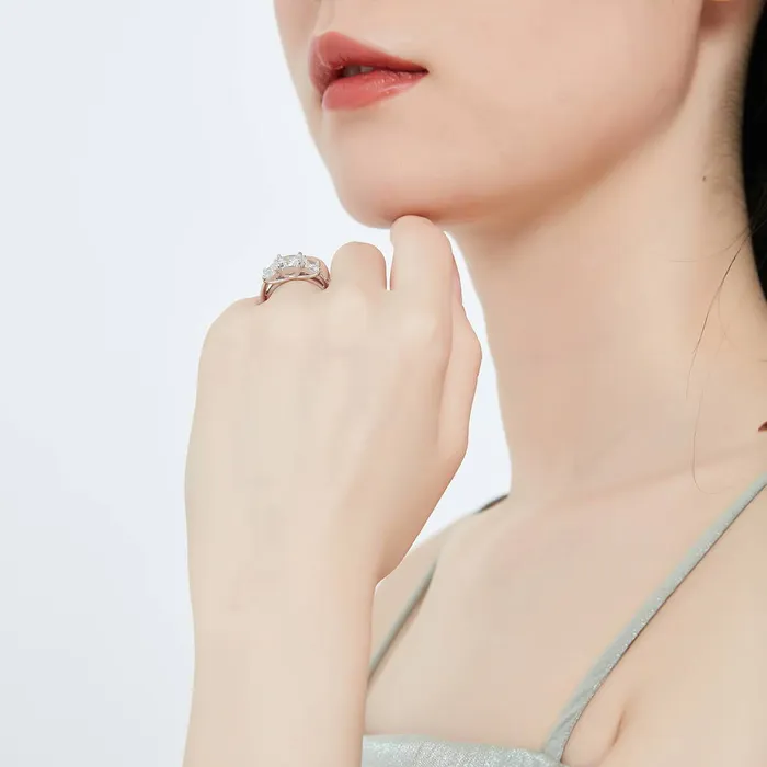 BERRICLE 3Stone 16ct Princess CZ Ring in Sterling Silver Rings
