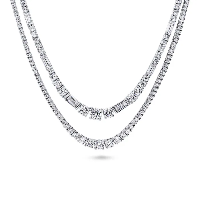 BERRICLE Art Deco Graduated CZ Tennis Necklace in Sterling Silver 2 Piece Necklaces BERRICLE Art Deco Graduated CZ Tennis Necklace in Sterling Silver 2 Piece Necklaces