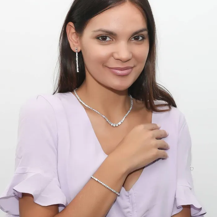 BERRICLE Art Deco Graduated CZ Tennis Necklace in Sterling Silver 2 Piece Necklaces