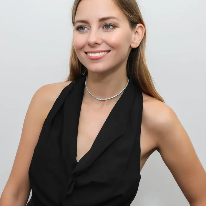 BERRICLE Art Deco Graduated CZ Tennis Necklace in Sterling Silver 2 Piece Necklaces