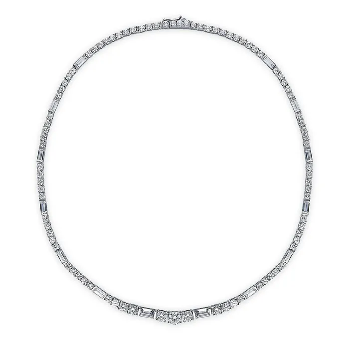 BERRICLE Art Deco Graduated CZ Tennis Necklace in Sterling Silver 2 Piece Necklaces