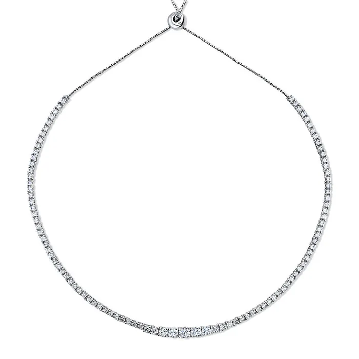 BERRICLE Art Deco Graduated CZ Tennis Necklace in Sterling Silver 2 Piece Necklaces