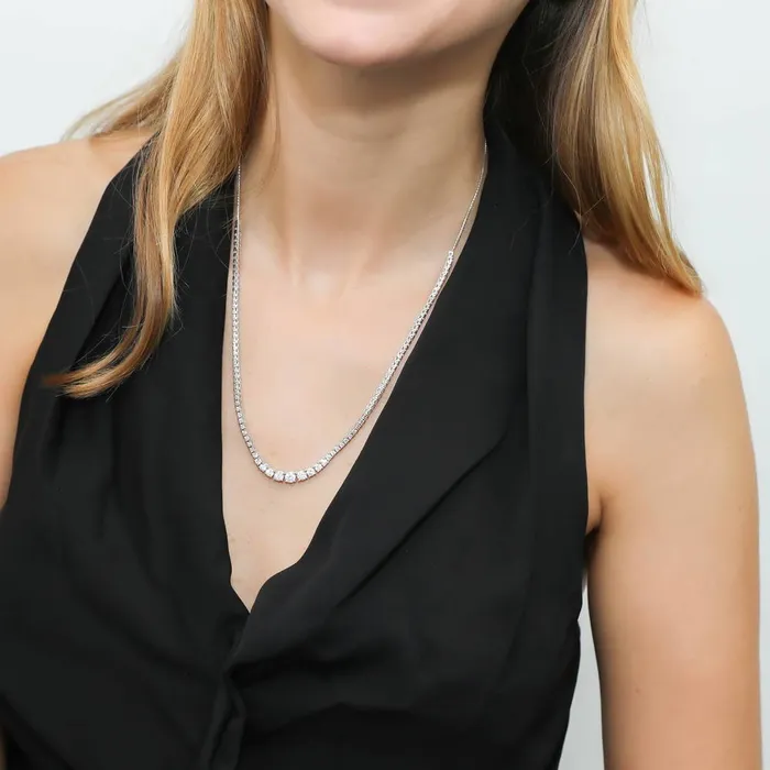 BERRICLE Art Deco Graduated CZ Tennis Necklace in Sterling Silver 2 Piece Necklaces