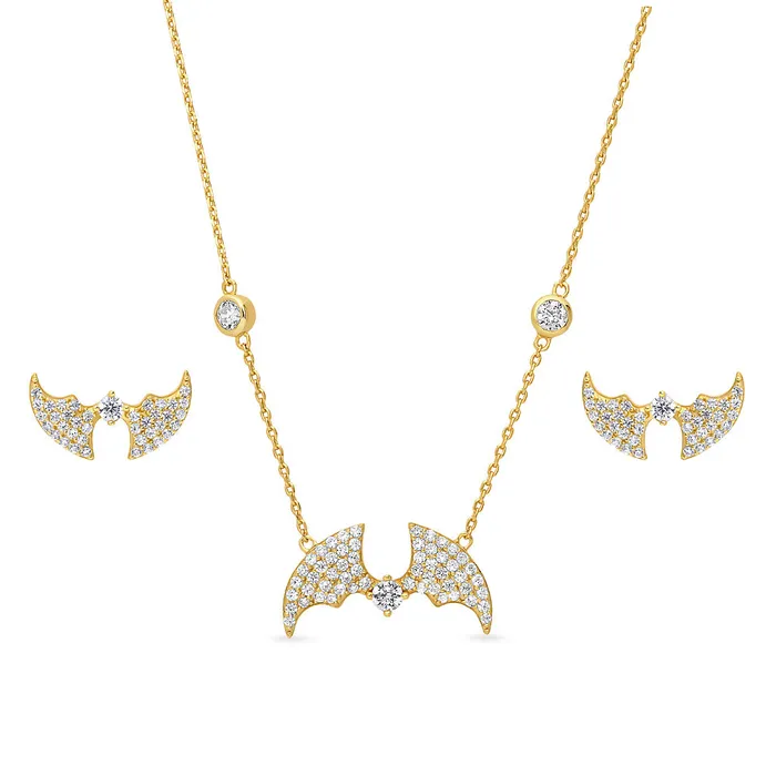 BERRICLE Bat CZ Set in Gold Flashed Sterling Silver Earrings