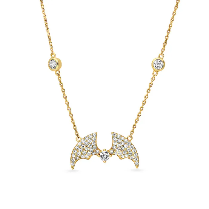 BERRICLE Bat CZ Set in Gold Flashed Sterling Silver Earrings
