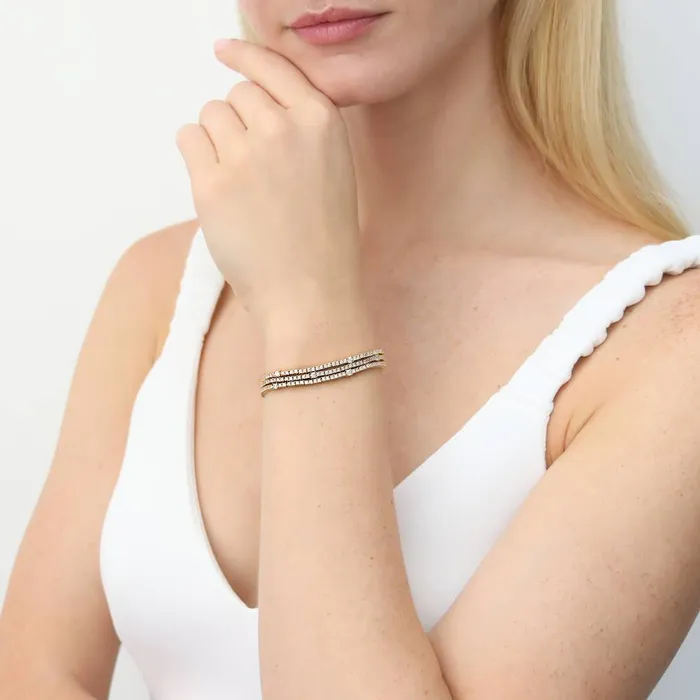 BERRICLE Bracelets Bar CZ Tennis Bracelet in Gold Flashed Sterling Silver 610