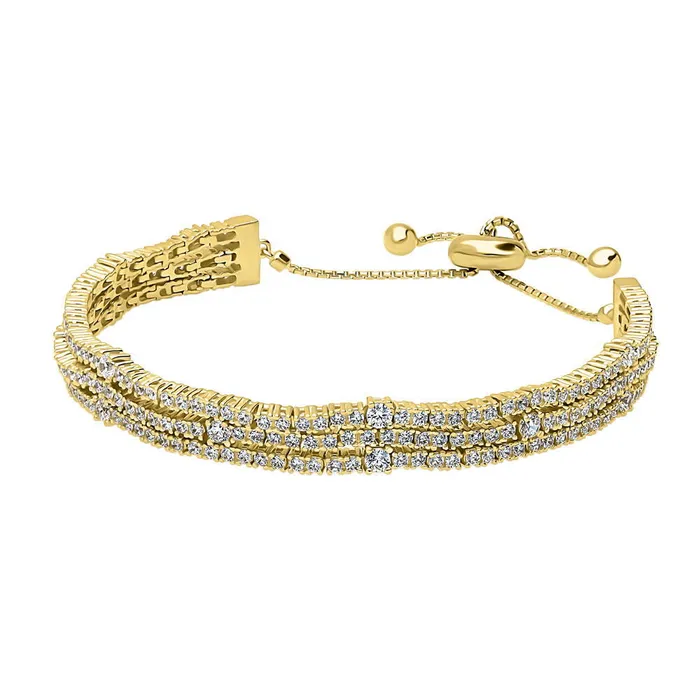 BERRICLE Bracelets Bar CZ Tennis Bracelet in Gold Flashed Sterling Silver 610