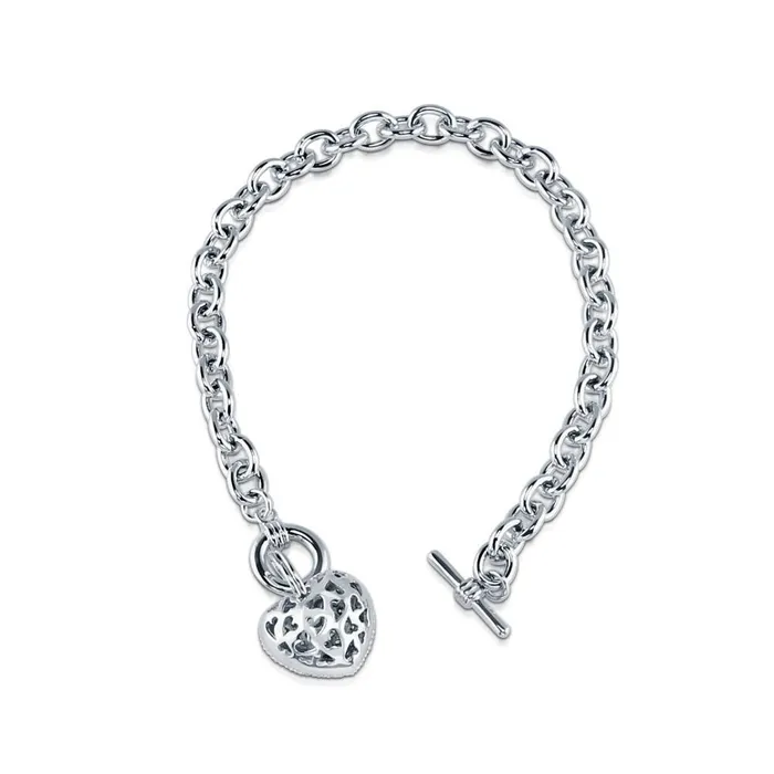 BERRICLE Bracelets Heart CZ Toggle Charm Bracelet in SilverTone