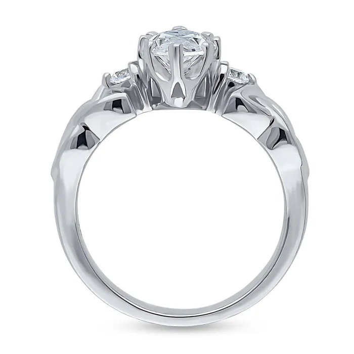 BERRICLE Celtic Knot 3Stone 16ct CZ Ring in Sterling Silver Rings