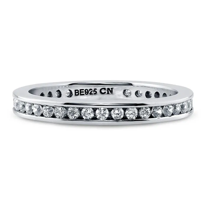 BERRICLE Channel CZ Eternity Ring in Sterling Silver Rings