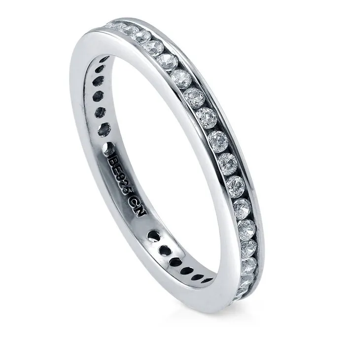 BERRICLE Channel CZ Eternity Ring in Sterling Silver Rings
