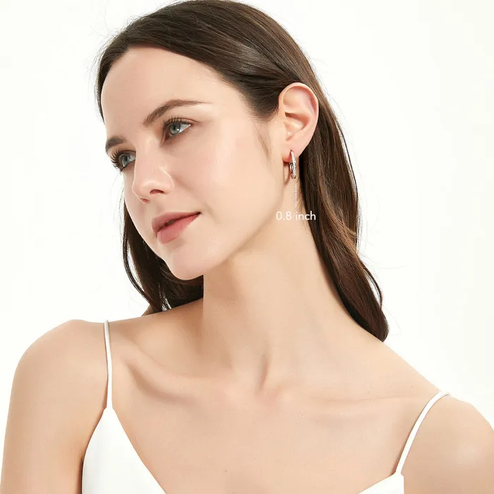 BERRICLE Earrings Bar CZ Hoop Earrings in Sterling Silver 2 Pairs