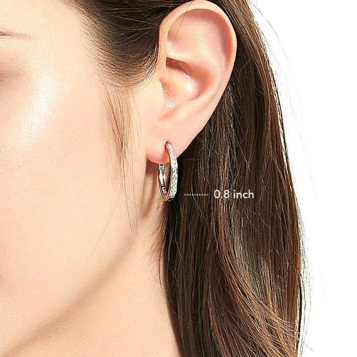 BERRICLE Earrings Bar CZ Hoop Earrings in Sterling Silver 2 Pairs