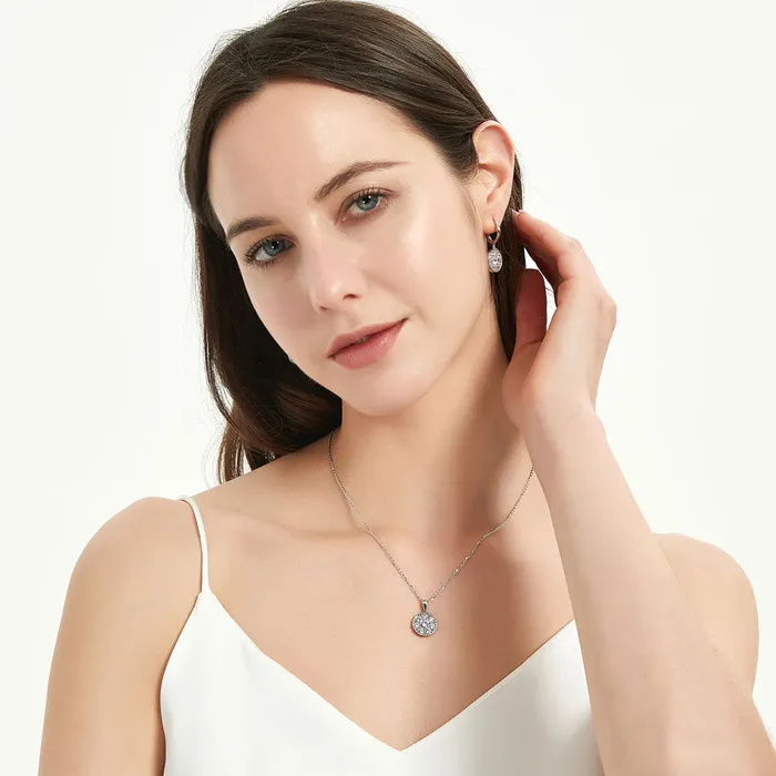 BERRICLE Earrings Flower Halo CZ Earrings in Sterling Silver