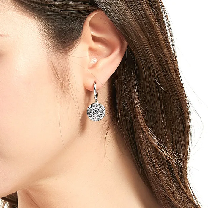 BERRICLE Earrings Flower Halo CZ Earrings in Sterling Silver