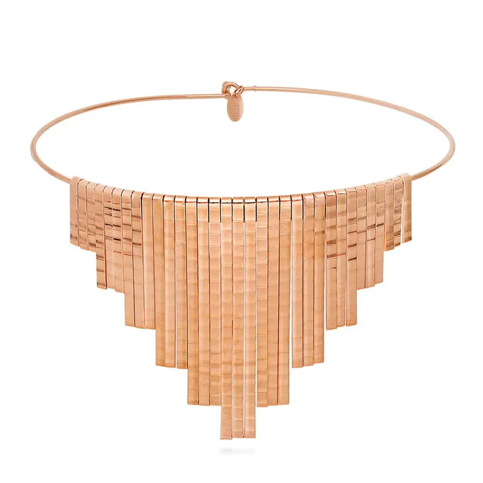 BERRICLE Earrings Fringe Choker in Rose GoldTone
