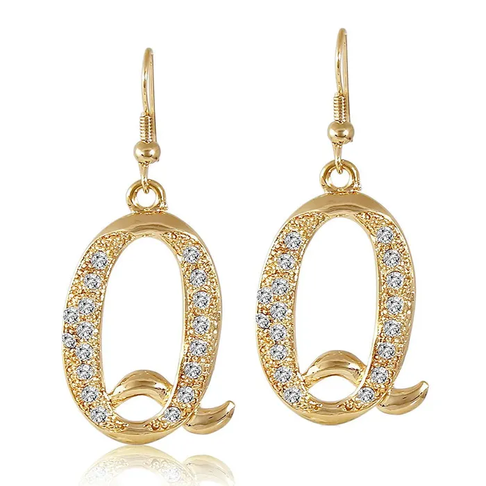 BERRICLE Earrings Initial Letter Fish Hook Earrings in GoldTone