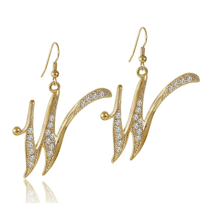 BERRICLE Earrings Initial Letter Fish Hook Earrings in GoldTone