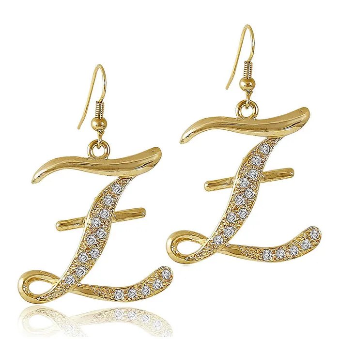 BERRICLE Earrings Initial Letter Fish Hook Earrings in GoldTone