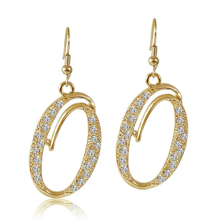 BERRICLE Earrings Initial Letter Fish Hook Earrings in GoldTone