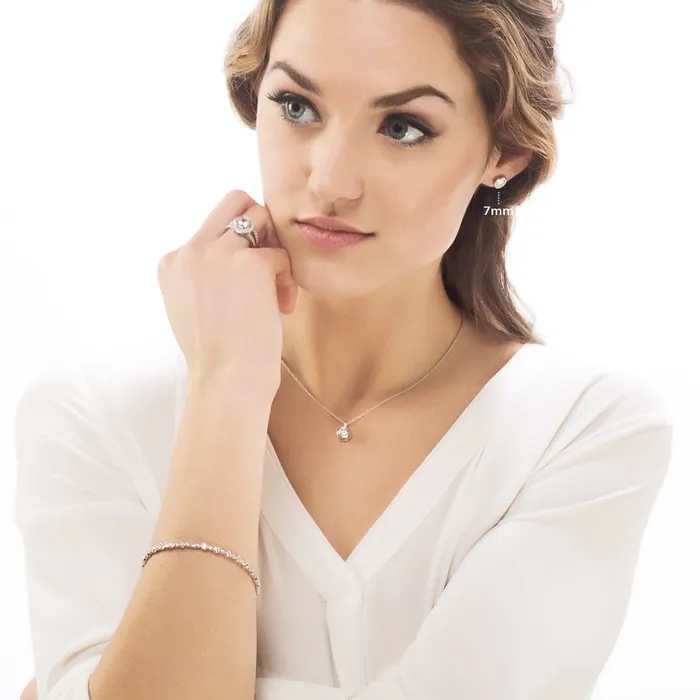BERRICLE Earrings Solitaire Bezel CZ Stud Earrings in Sterling Silver