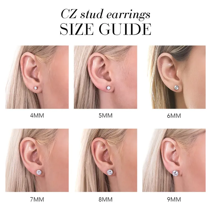 BERRICLE Earrings Solitaire Bezel CZ Stud Earrings in Sterling Silver
