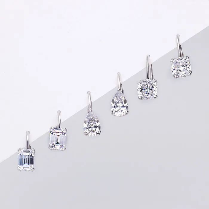 BERRICLE Earrings Solitaire Emerald Cut CZ Leverback Earrings in Sterling Silver