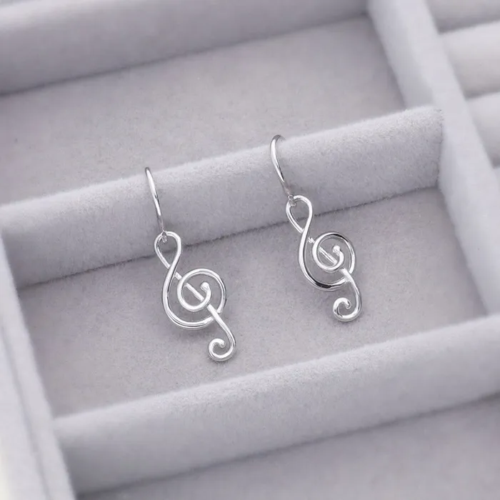 BERRICLE Earrings Treble Clef Music Note Set in Sterling Silver