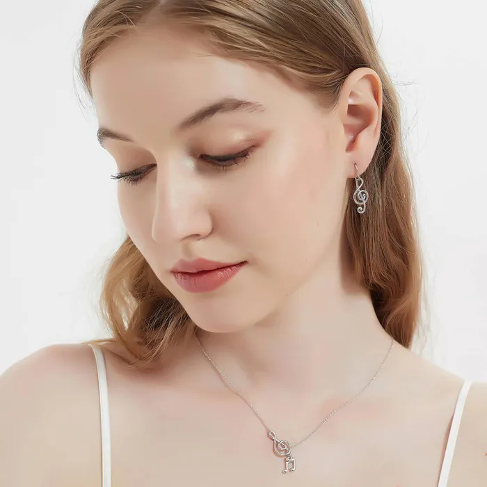 BERRICLE Earrings Treble Clef Music Note Set in Sterling Silver