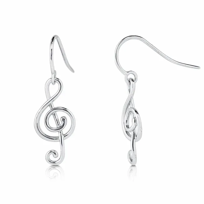 BERRICLE Earrings Treble Clef Music Note Set in Sterling Silver