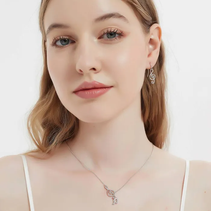 BERRICLE Earrings Treble Clef Music Note Set in Sterling Silver