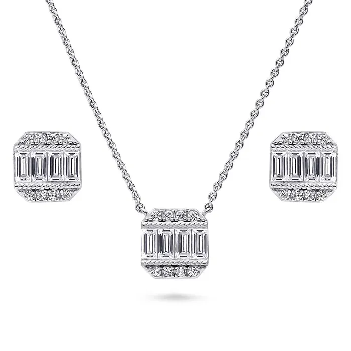 BERRICLE Earrings Vintage Inspired Art Deco CZ Set in Sterling Silver