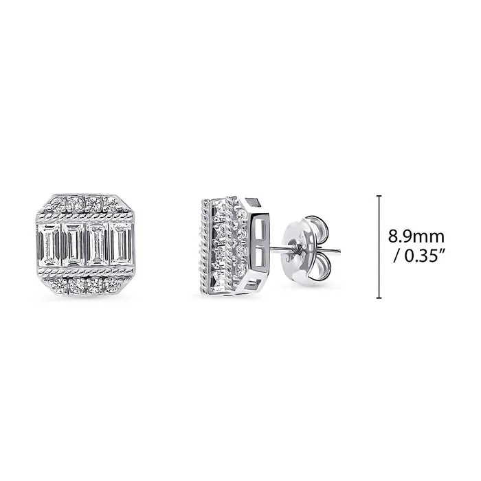 BERRICLE Earrings Vintage Inspired Art Deco CZ Set in Sterling Silver