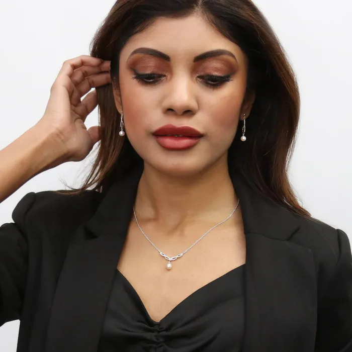 BERRICLE Infinity Cultured Pearl Set in Sterling Silver Earrings