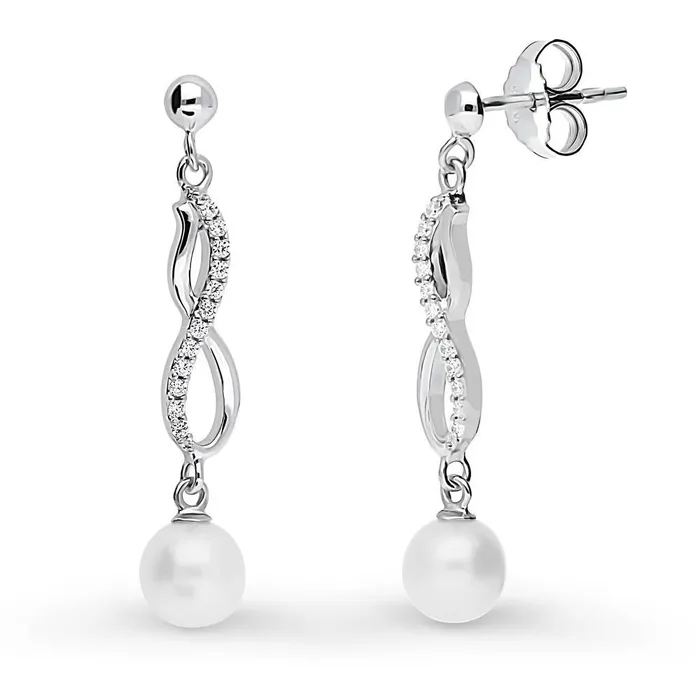 BERRICLE Infinity Cultured Pearl Set in Sterling Silver Earrings