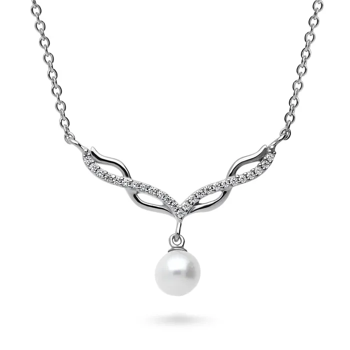BERRICLE Infinity Cultured Pearl Set in Sterling Silver Earrings