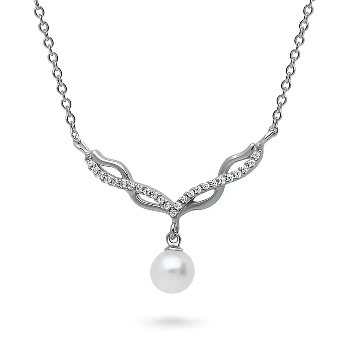 BERRICLE Infinity Cultured Pearl Set in Sterling Silver Earrings