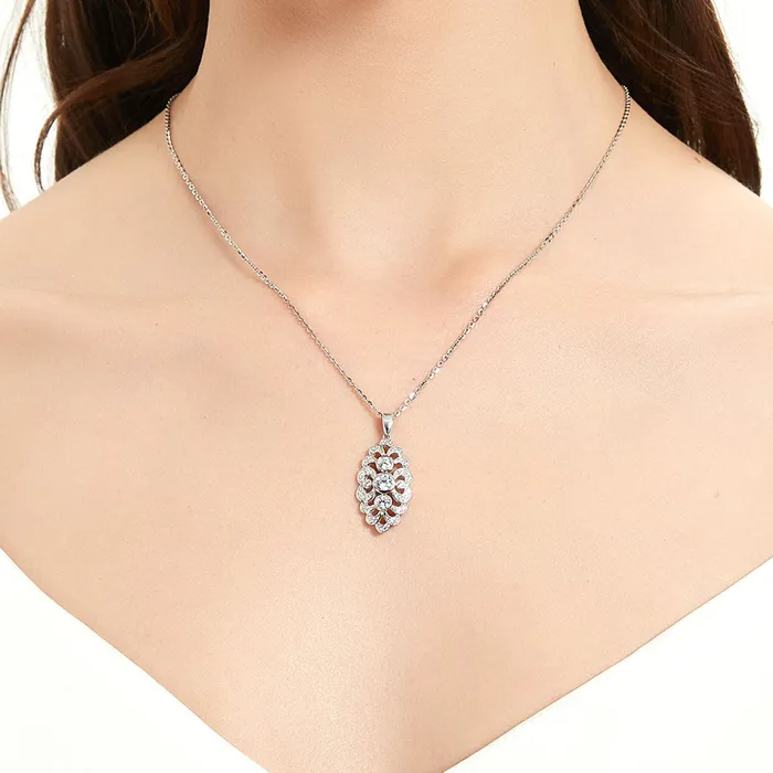 BERRICLE Navette Art Deco CZ Necklace in Sterling Silver Necklaces