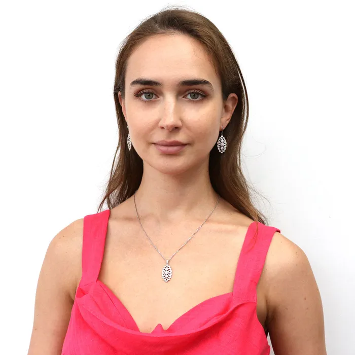 BERRICLE Navette Art Deco CZ Necklace in Sterling Silver Necklaces