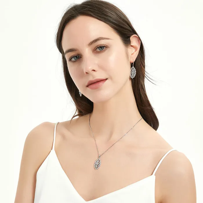 BERRICLE Navette Art Deco CZ Necklace in Sterling Silver Necklaces